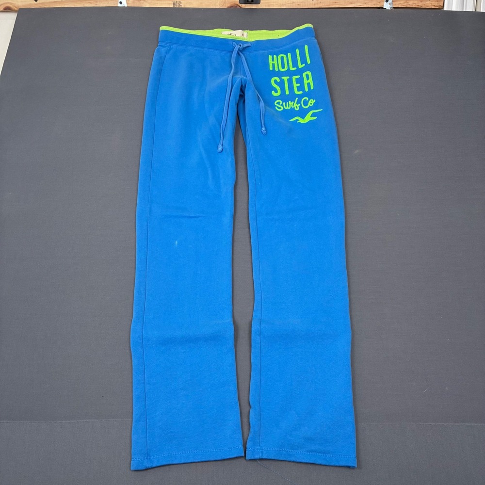 Y2K Hollister Blue Neon Green Straight Leg Women's Sweatpants Size Small (28x31)